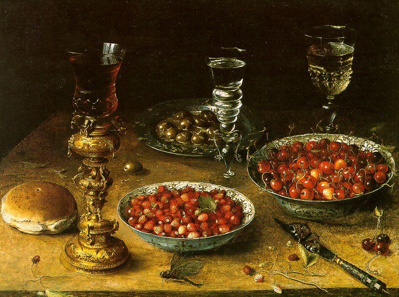 Osias Beert Still Life with Cherries Strawberries in China Bowls oil painting image